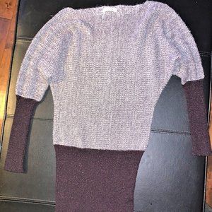 Purple sparkle / Grey-white-purple mix sweater dress